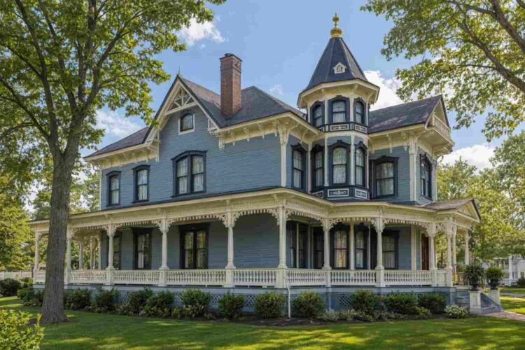 Left Side Elevation Showing the Elliptical Wraparound Porch