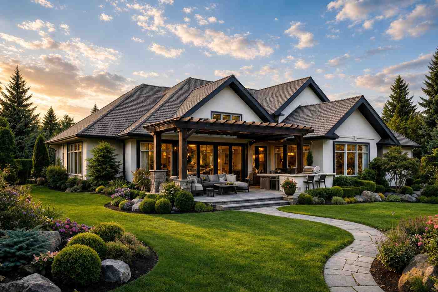 Rear elevation of European Traditional House Plan with Two-Story Curb Appeal&nbsp;
