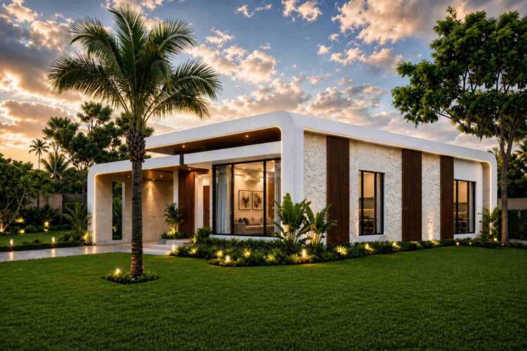 Right Side Elevation of Tropical Modern House Plan