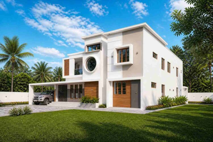 Right Side Elevation of the Tropical Contemporary House Plan