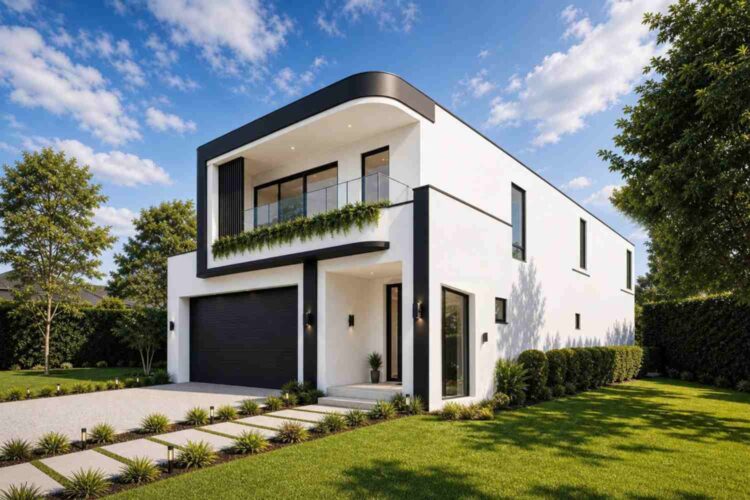 Right Side Elevation of the House Plan with Home Office — 4 Bedroom Cantilever Modern