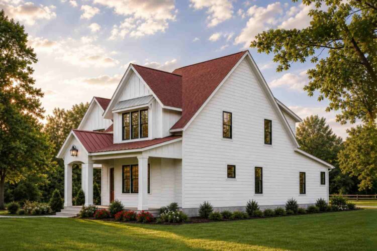 Right Side Elevation of the Farmhouse House Plan