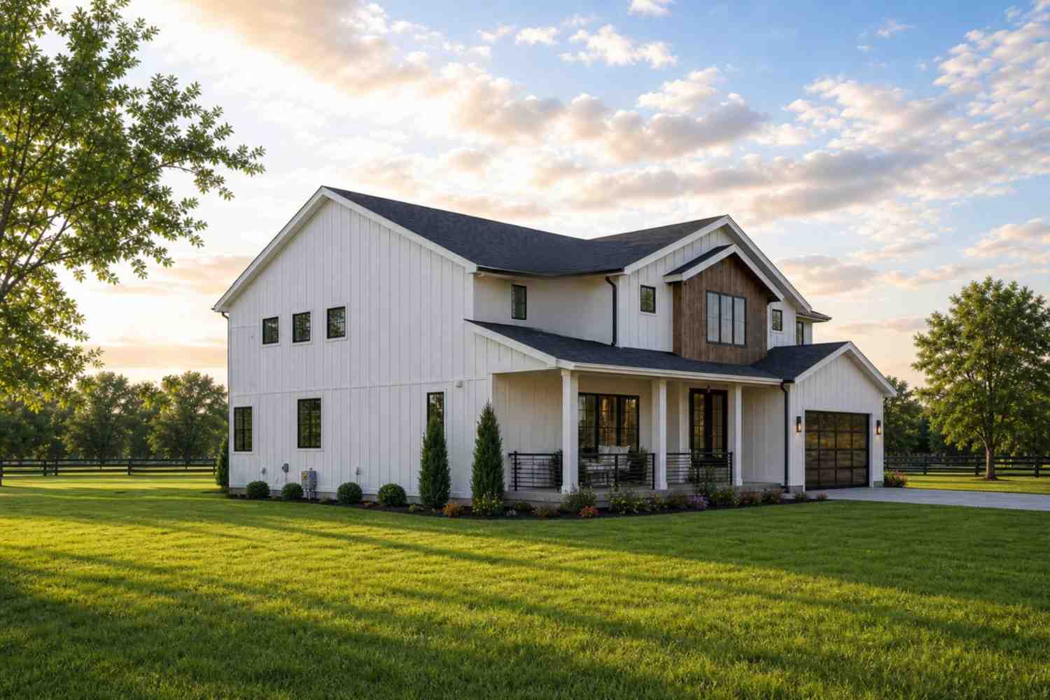 Left Side Elevation of 3 Bedroom 2 Story Modern Farmhouse House Plan with Open-to-Below Loft