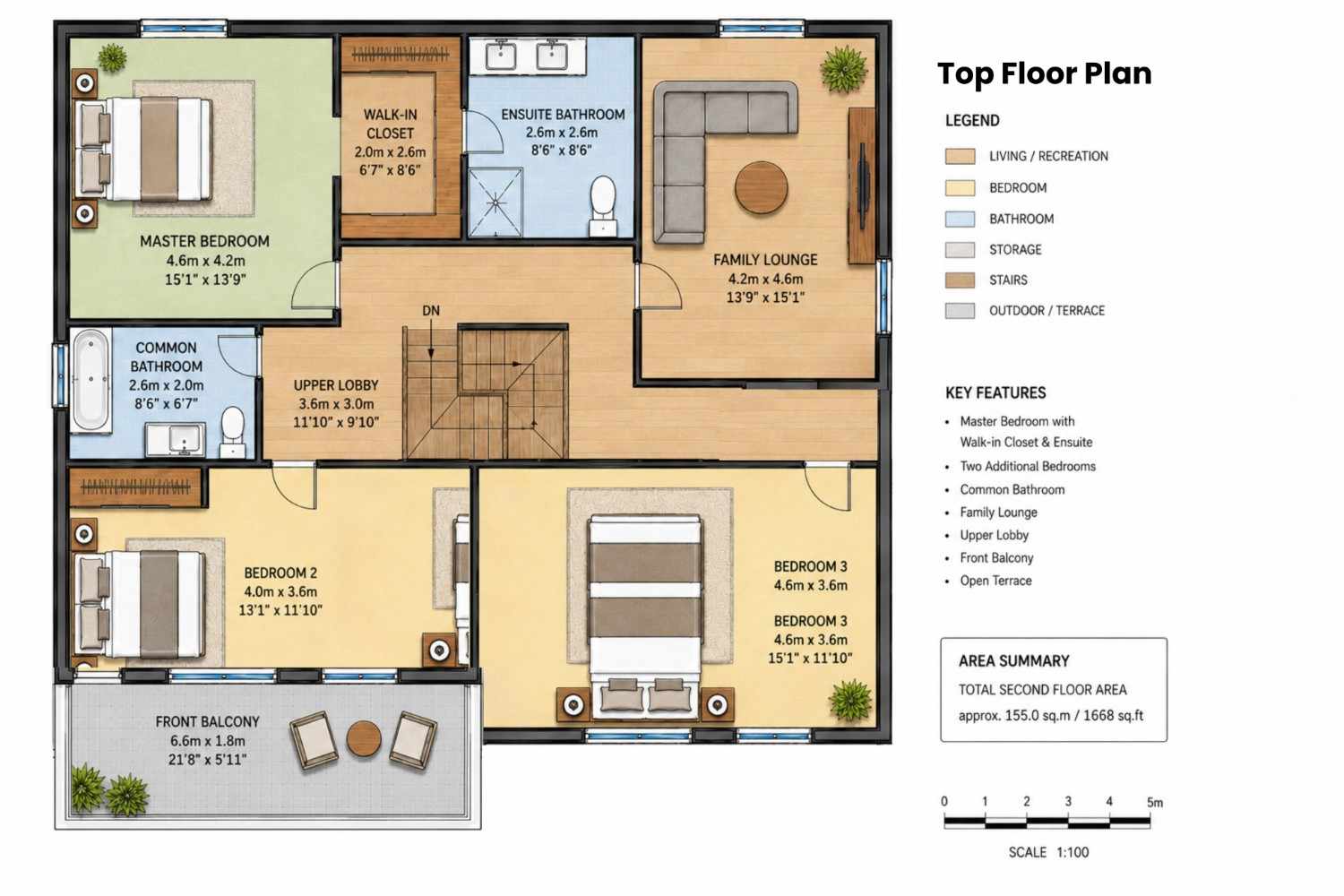 Top floor plan — identical layout repeated at the highest level