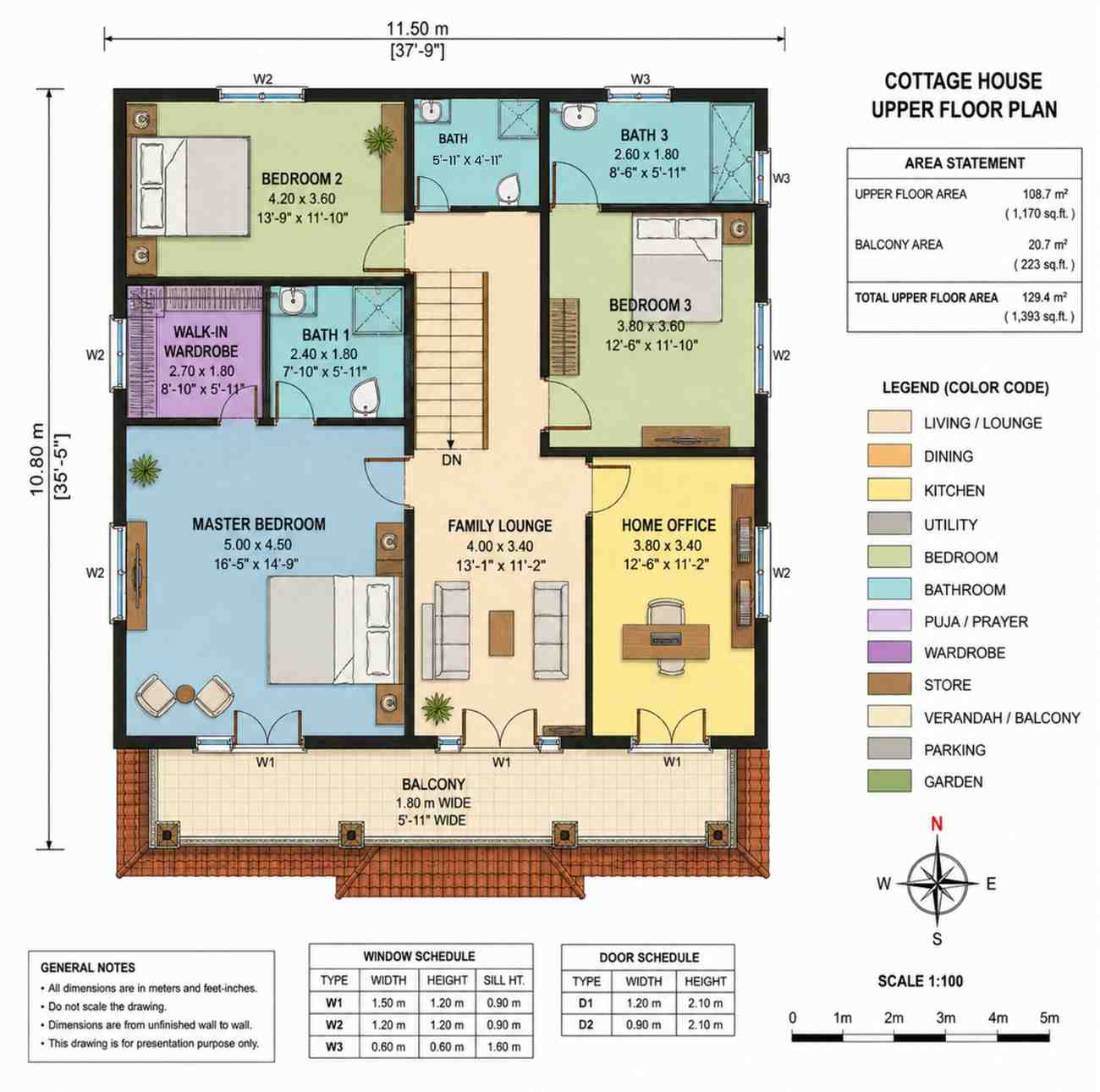 Upper Floor Blueprint of the House