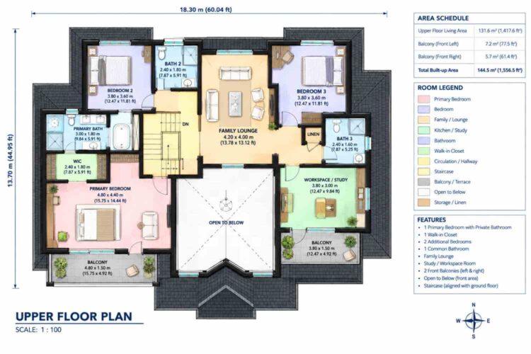Upper Floor Blueprint of the House