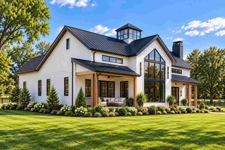 Left Side Elevation of 3 Bedroom Modern Barn House Plan