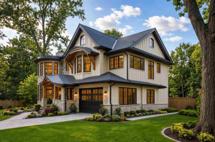 Right Side Elevation of 5 Bedroom Storybook Craftsman House Plan