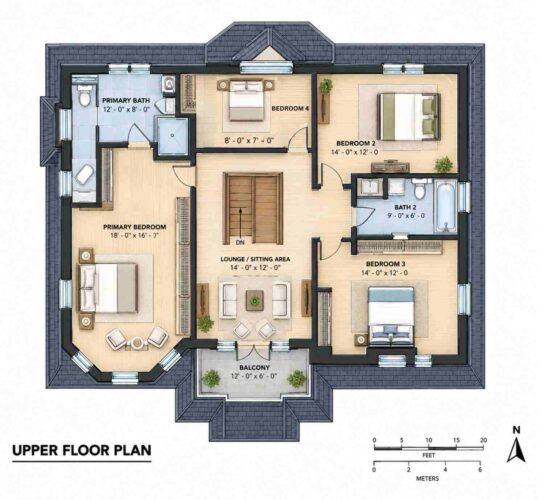 Upper Floor Blueprint of the House