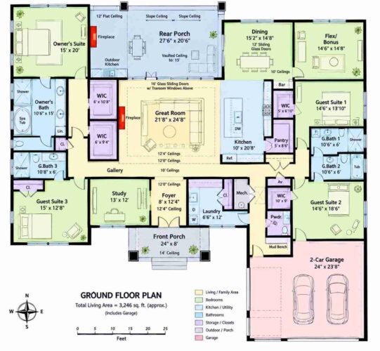 Blueprint of the&nbsp;5 Bedroom Hill Country Modern Farmhouse