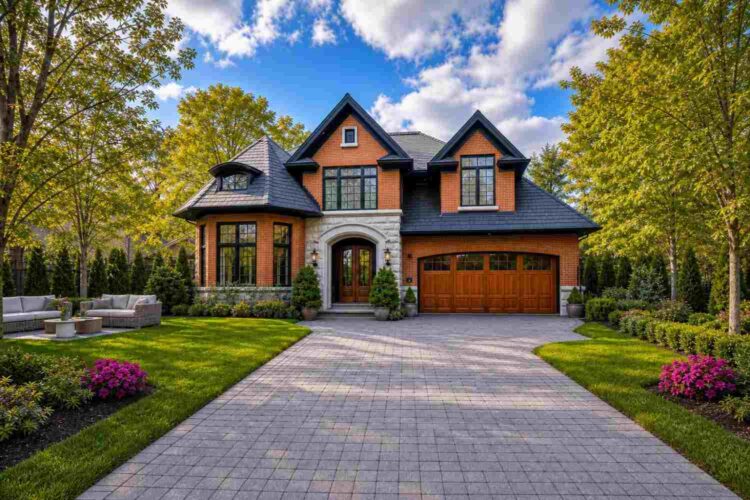 Front Elevation of House Plan with Main-Floor Study — 5 Bedroom Traditional Brick