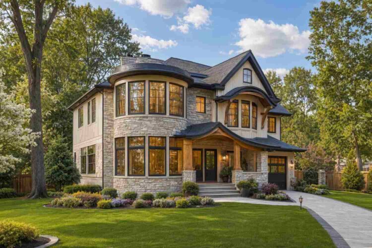Left Side Elevation of 5 Bedroom Storybook Craftsman House Plan