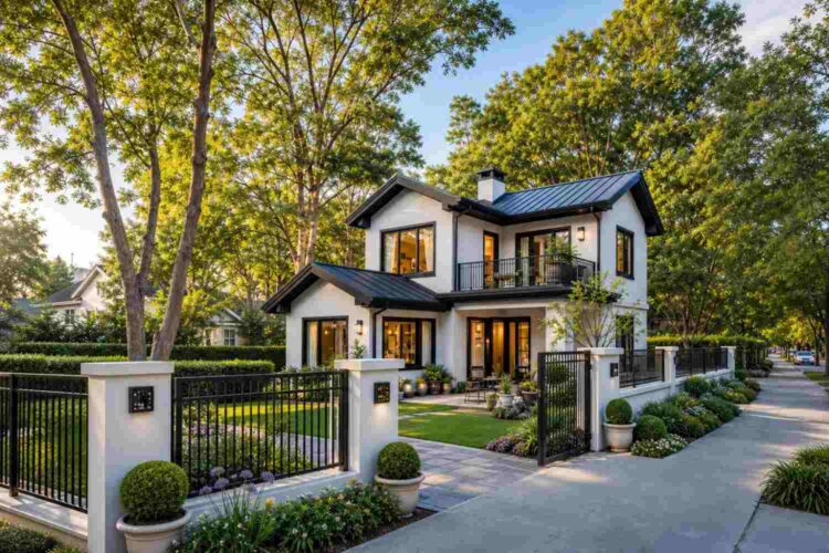 Right Side Elevation of&nbsp; Black and White Modern Farmhouse