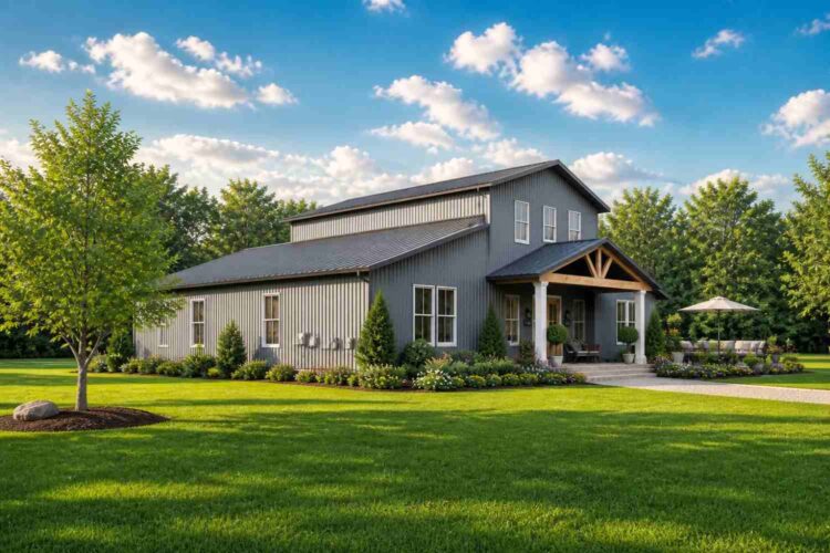 Left Side Elevation of Barn Farmhouse House Plan