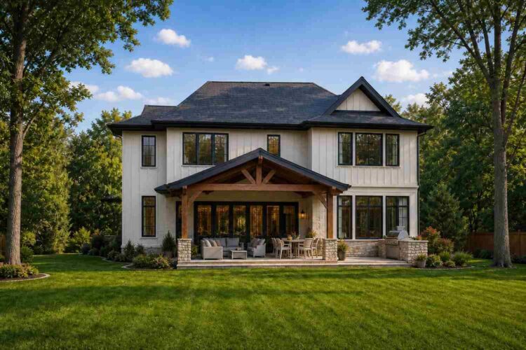 Rear Elevation of 5 Bedroom Storybook Craftsman House Plan