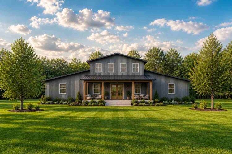 Rear Elevation of Barn Farmhouse House Plan