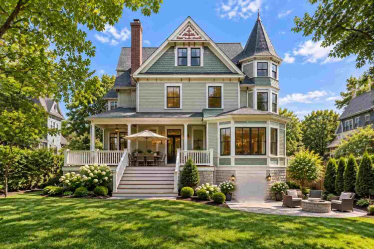 Rear Elevation of 4 Bedroom Queen Anne Victorian House Plan