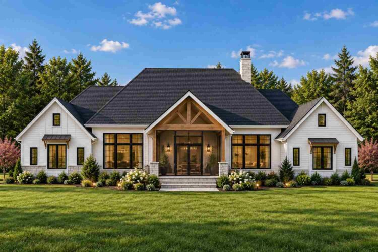 Rear Elevation of 5 Bedroom Timber Gable Farmhouse House Plan