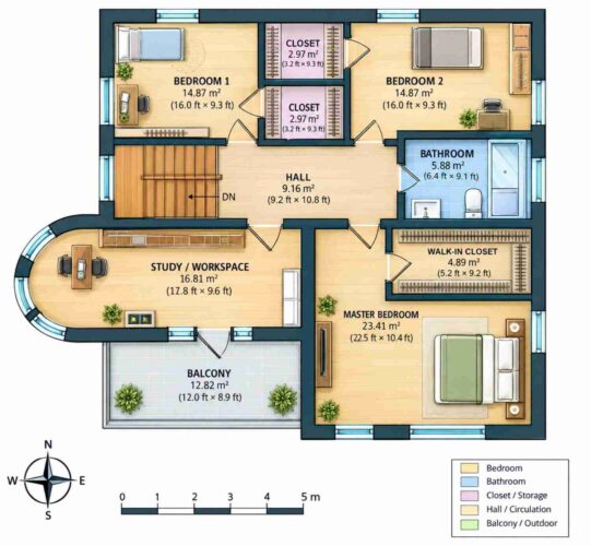 Upper Floor Blueprint of the House
