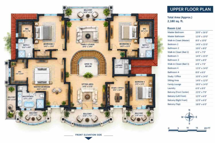 Upper Floor Blueprint of the House