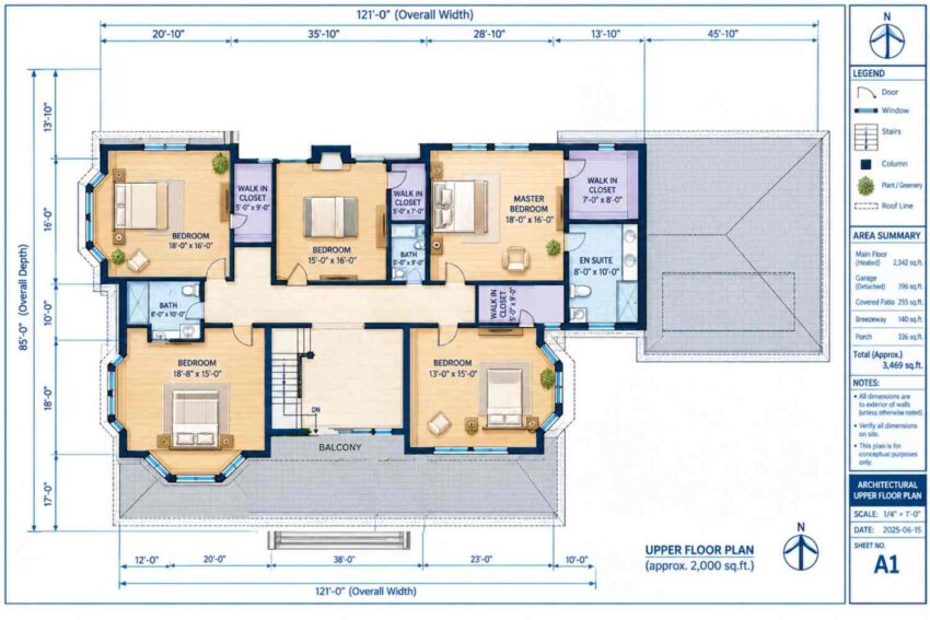 Upper Floor Blueprint of the House