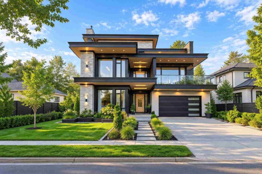Front Elevation of House Plan for a Busy Family — 4 Bedroom Pavilion Modern