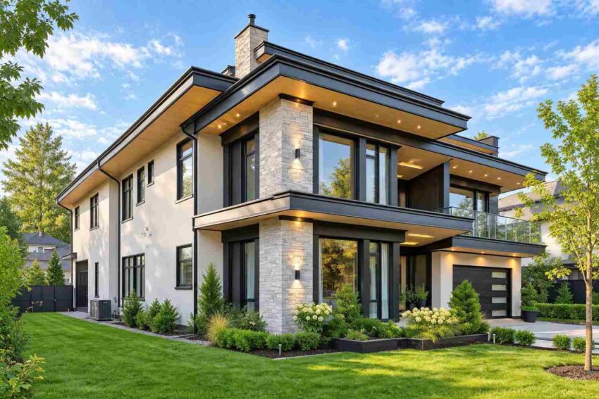Left Side Elevation of the Pavilion Modern two story family home
