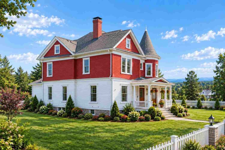 Left Side Elevation of the Victorian Farmhouse Plan with Wraparound Porch
