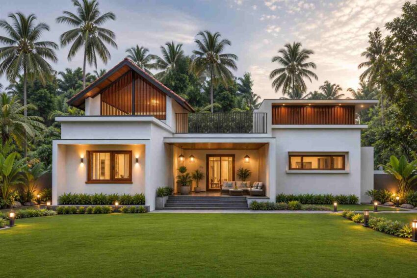 Rear Elevation (Back View) of the Dual Kitchen Tropical Contemporary Plan