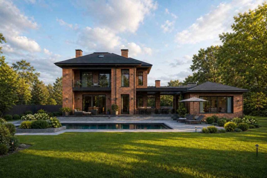 Rear Elevation Showing the Terrace Side of the Transitional Brick Estate