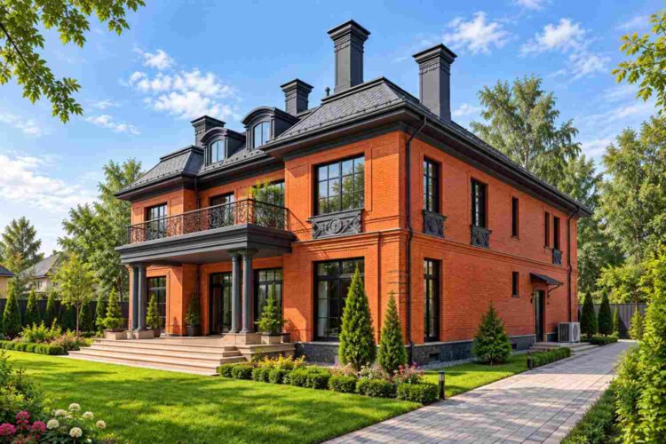 Right Side Elevation of the Two-Story Brick Manor