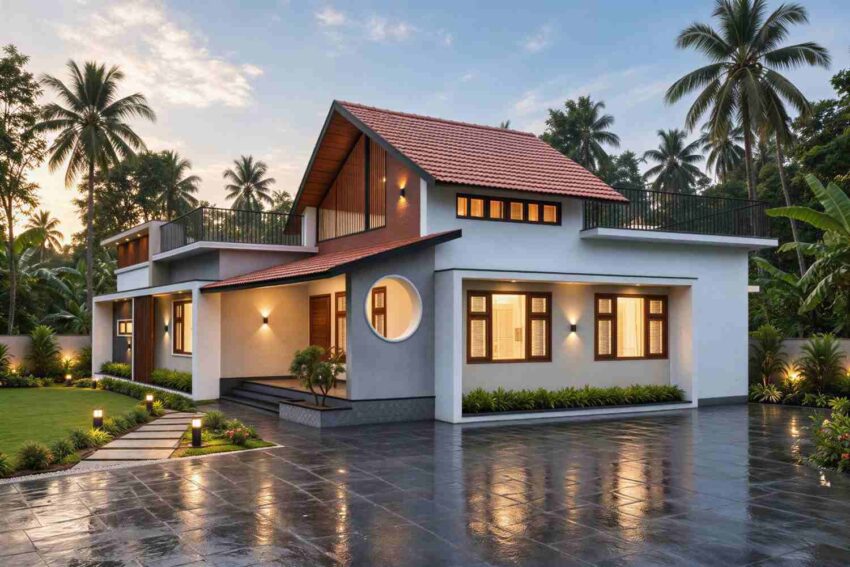 Right Side Elevation of the Single Story Tropical Contemporary Home