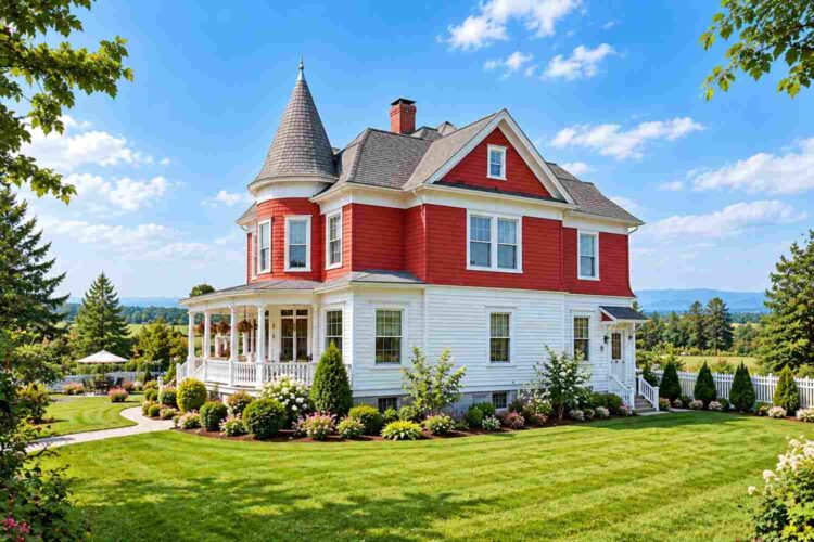 Right Side Elevation of the 3 Bedroom Victorian Farmhouse Plan
