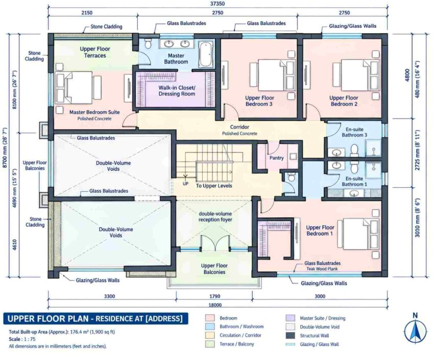 Upper Floor Blueprint of the House