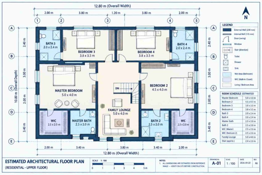 Upper Floor Blueprint of the House
