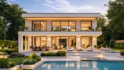 3-Bedroom 2-Story Modern Contemporary House with Expansive Terrace and Poolside Patio (Floor Plan)