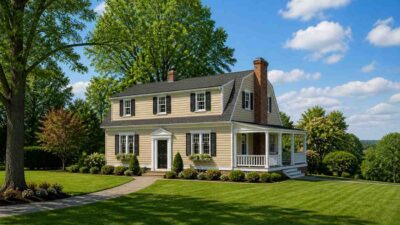 Dutch Colonial with wraparound porch
