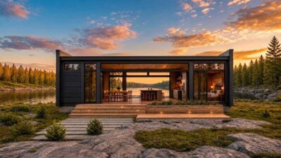 Front Elevation of the 3 Bedroom Modern Container House Plan