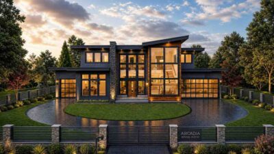 3 Bedroom 2 Story Modern House Plan with Split Garage
