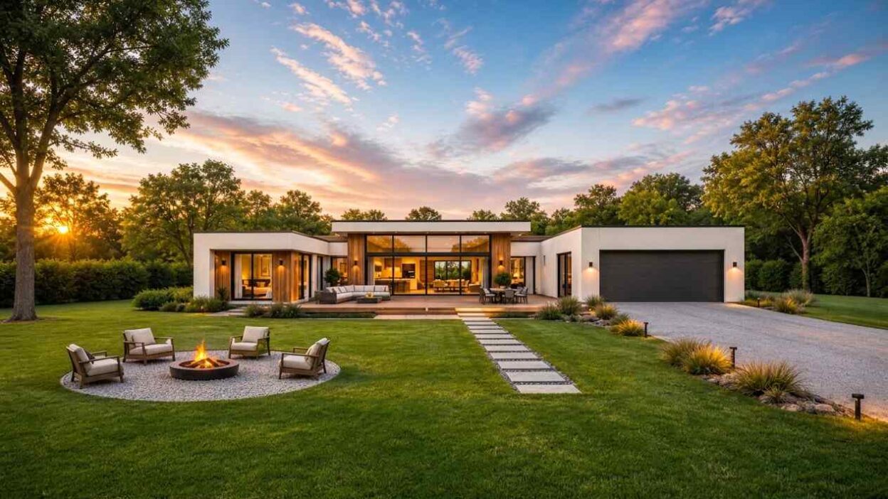 Modern U-Shaped Courtyard House