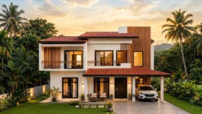 4 Bedroom 2 Story Tropical Modern House Plan with Pray Room