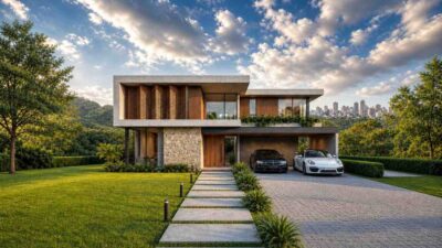 4 Bedroom 2 Story Contemporary House Plan with Family Lounge