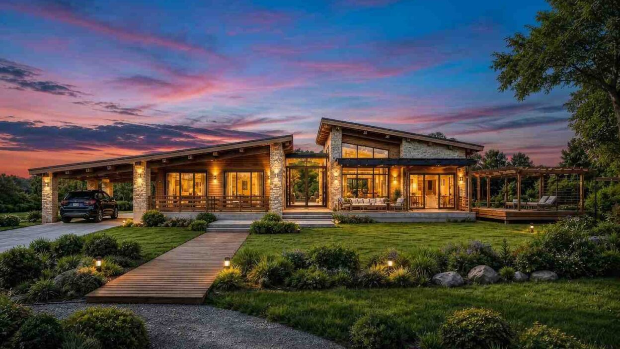 Front Elevation of the Modern Ranch Single Story House