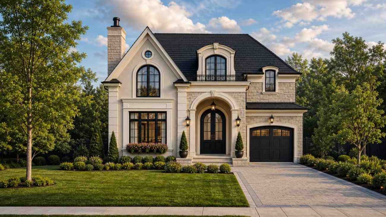 3 Bedroom 2 Story French Country House Plan with Double Height Foyer