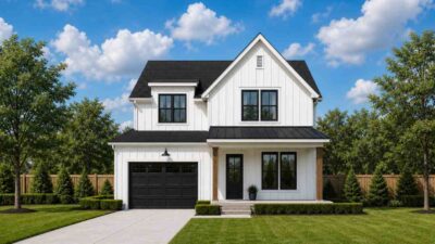 3 Bedroom 2 Story Modern Farmhouse House Plan with Home Office
