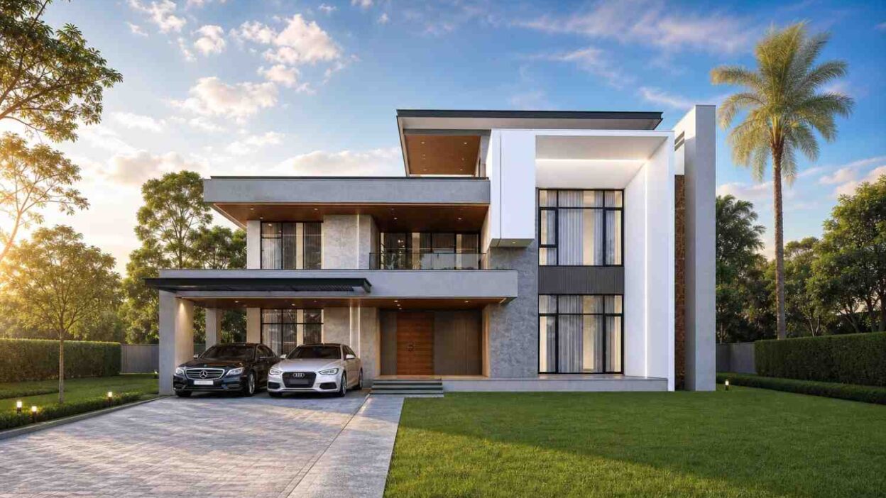 5-Bedroom Contemporary Villa with Mezzanine Study Built in 5,000 sq ft