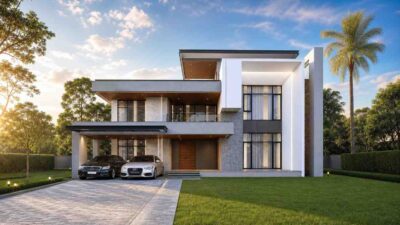 5-Bedroom Contemporary Villa with Mezzanine Study Built in 5,000 sq ft