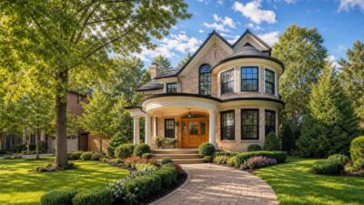 5 Bedroom Brick Traditional House Plan with Turret Master Suite
