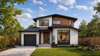 3 Bedroom 2 Story Contemporary House Plan with Genkan Entry