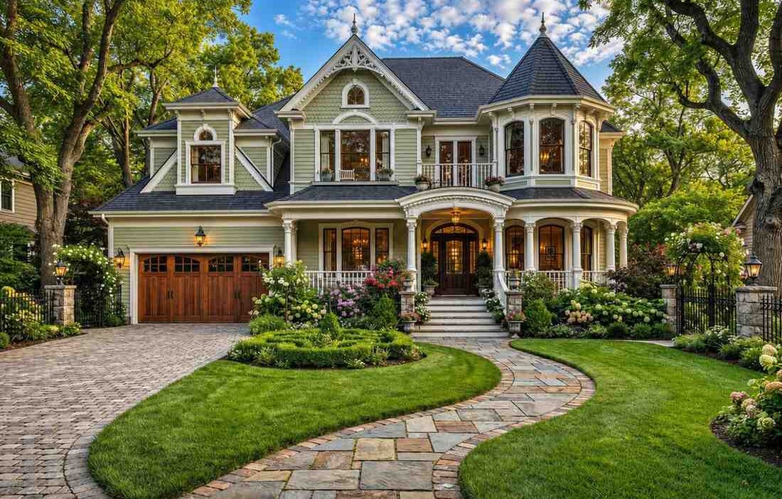 4 Bedroom 2 Story Victorian Queen Anne House Plan with Twin Turrets